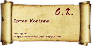 Oprea Korinna névjegykártya